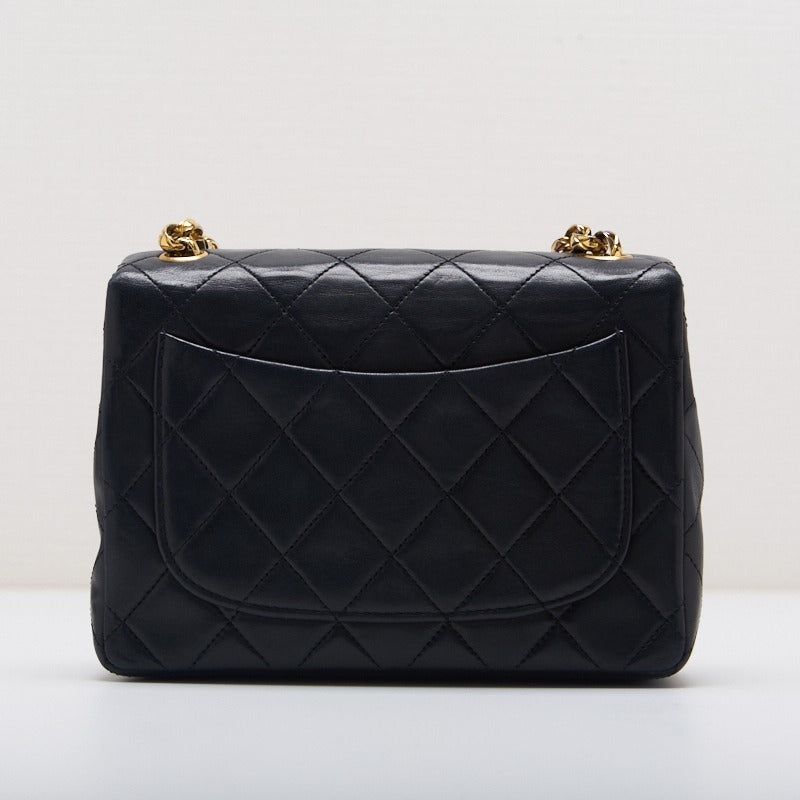 CHANEL Lambskin Black Matelasse Chain Shoulder Bag