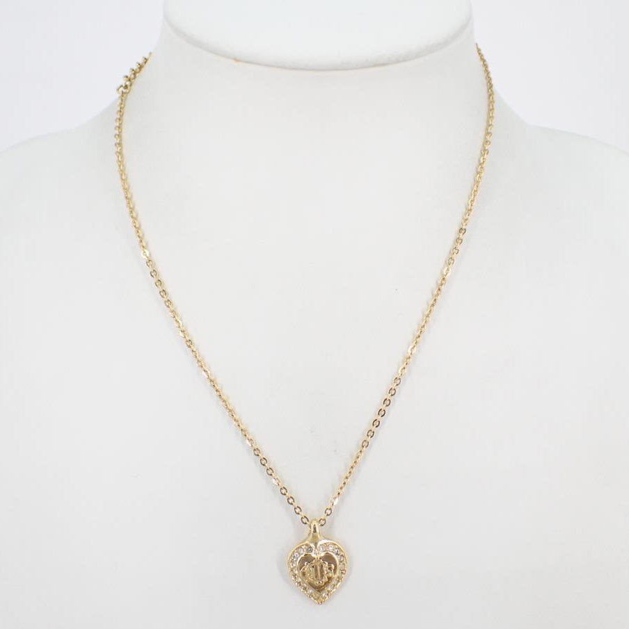 DIOR Logo Chain Necklace with Rhinestones