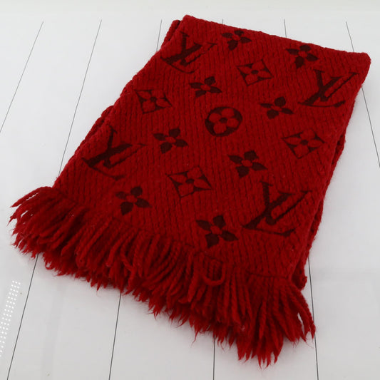 LOUIS VUITTON Red Logomania Wool Scarf