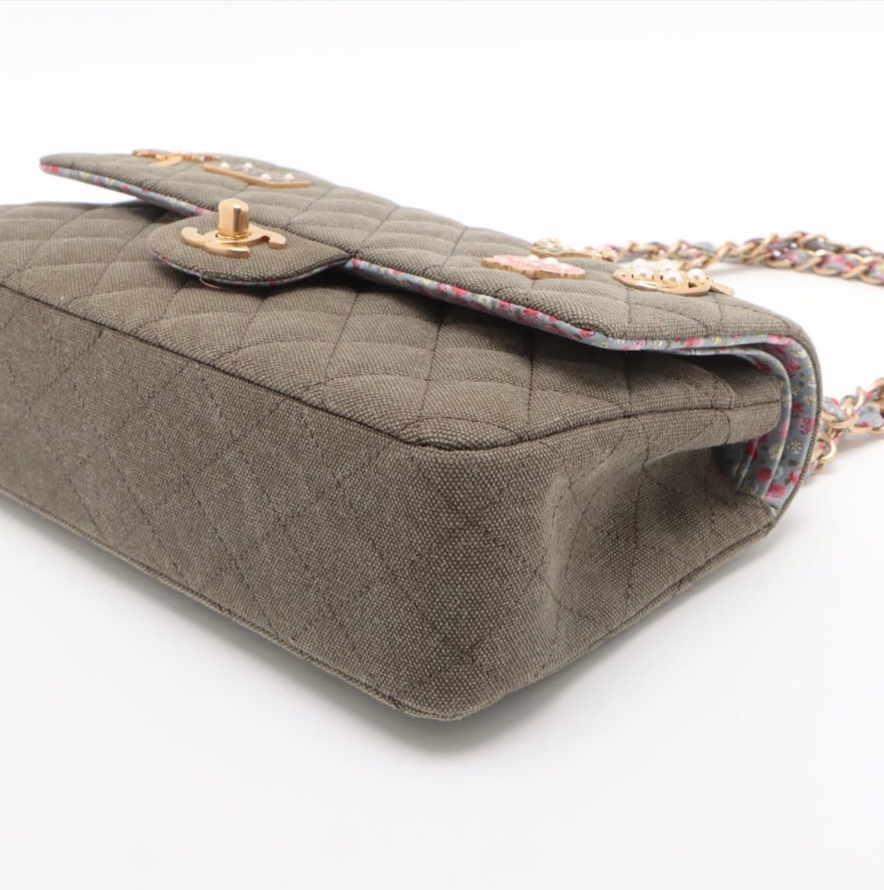 CHANEL Canvas Quilted Coco Cuba Charms Shoulder Bag