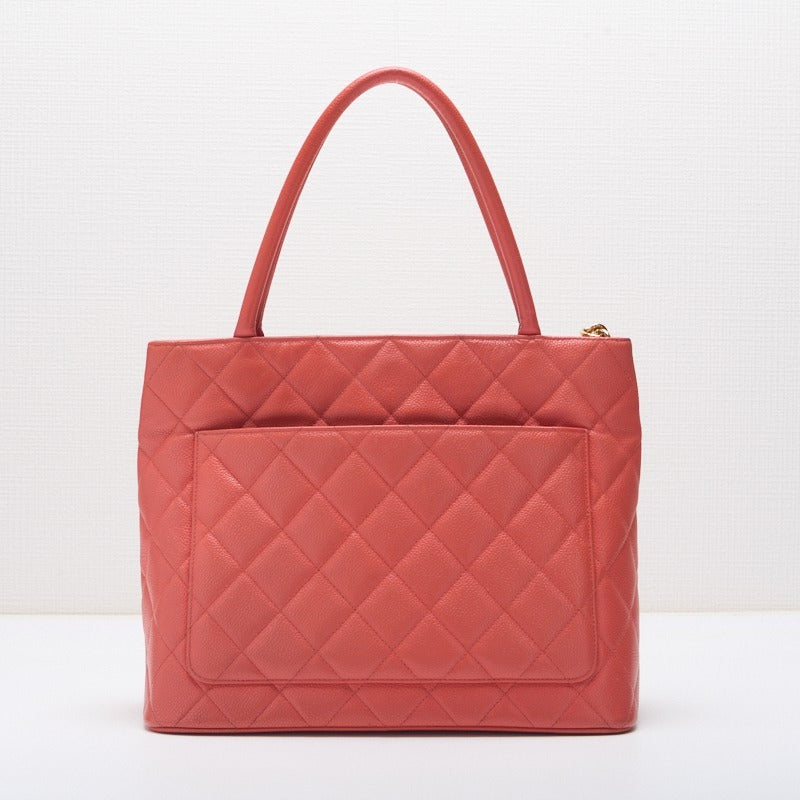 CHANEL Caviar Leather Salmon Matelasse Shoulder Bag