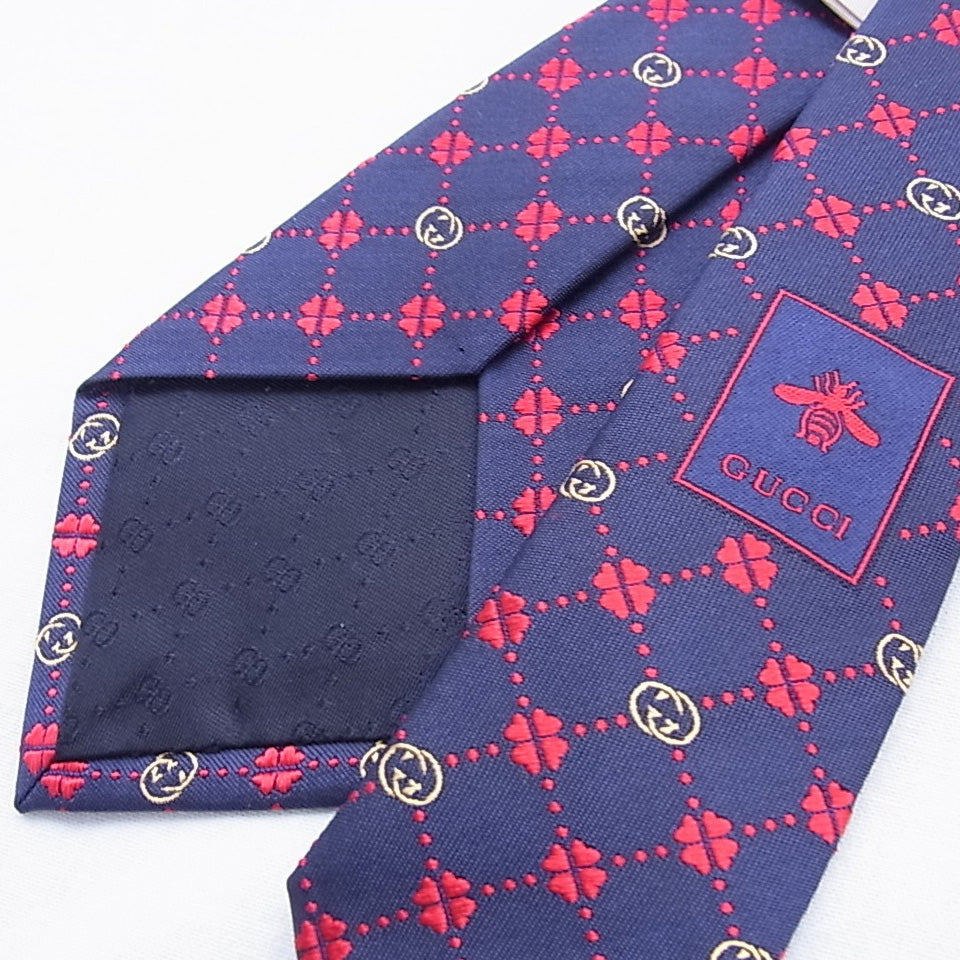 GUCCI Bee x Clover x Interlocking Pattern Necktie