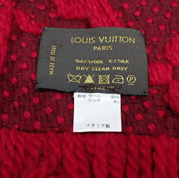 LOUIS VUITTON Red Logomania Wool Scarf