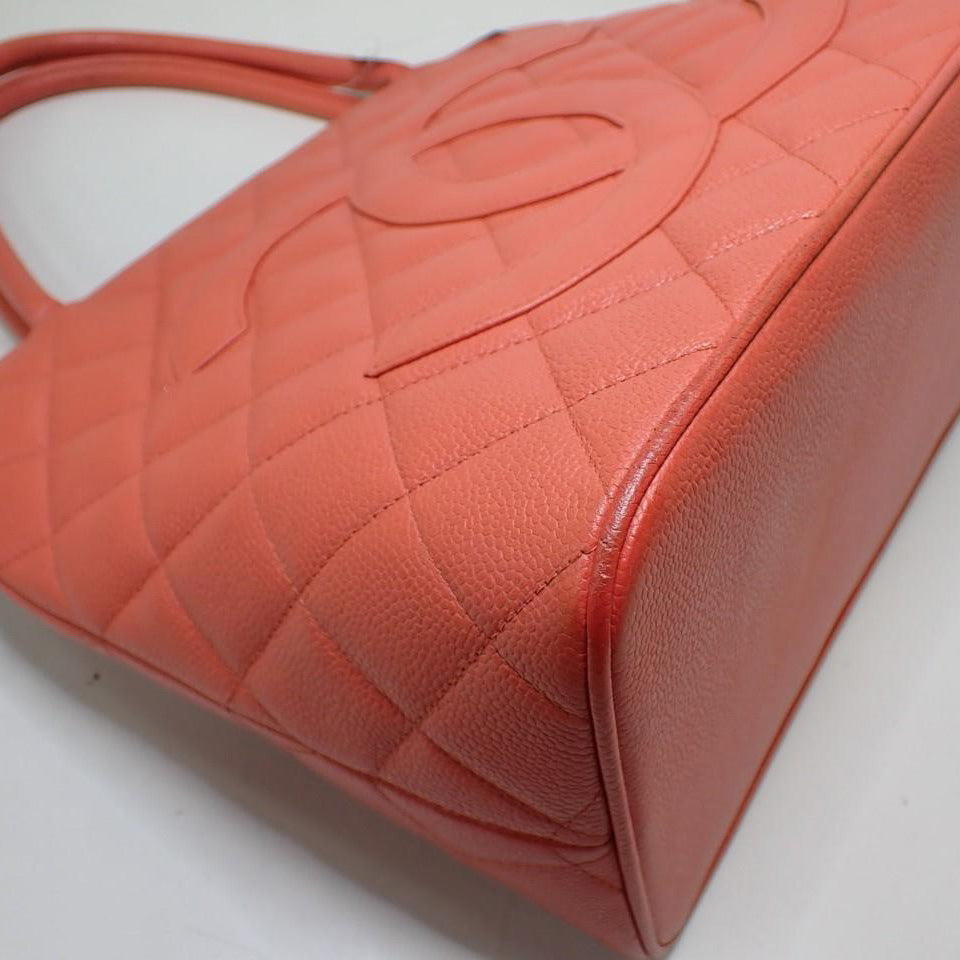 CHANEL Caviar Leather Salmon Matelasse Shoulder Bag