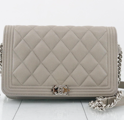 Chanel Gray Chain Shoulder Bag